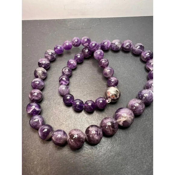 DJOY Jewelry - Bi color chevron dream amethyst necklace with sterling silver clasp